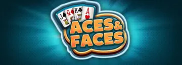 The logo for a game called "Aces & Faces" featuring playing cards with the Jack, Queen, King, and Ace of Hearts.
