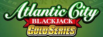 The logo for a blackjack game called "Atlantic City Blackjack Gold Series."