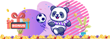 Panda shoots a football to gift boxes with bonus text